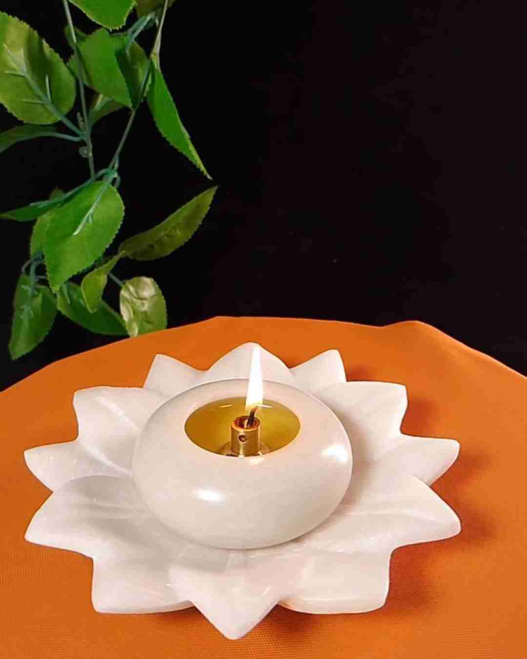 Marble Lotus Diya – Handcrafted Stone Oil Lamp